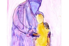 Egyptian Women and Child (watercolor on yupo)