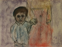 Child in Shtetl (pastel on paper)