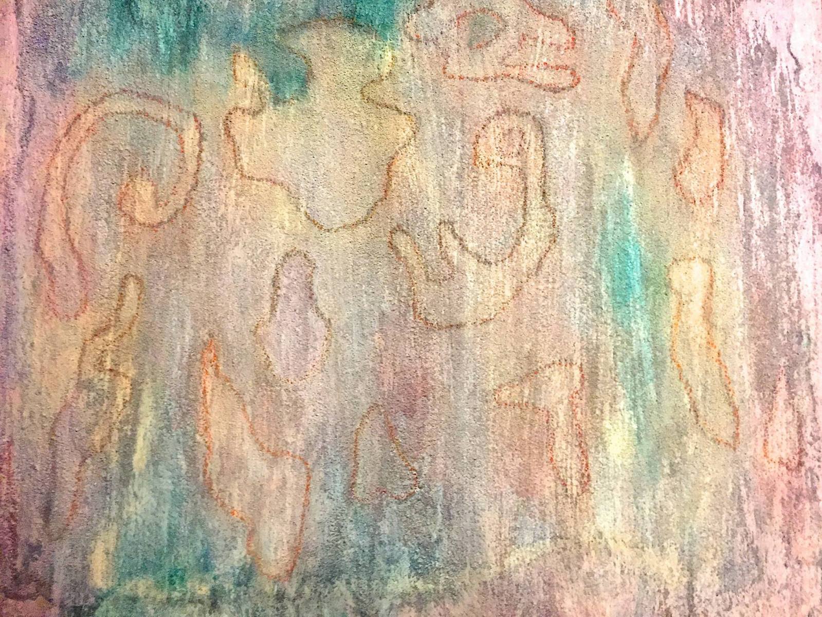 Happy Spirits (acrlic, inlk and sand on canvas on canvas)