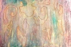 Happy Spirits (acrlic, inlk and sand on canvas on canvas)