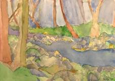 Tenakill Brook (Imaginary View) (watercolor and graphite on paper)